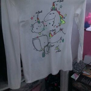 Kids Unicorn Long Sleeve Shirt - White